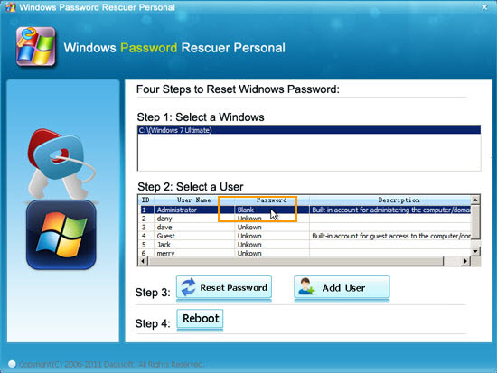 Create password recovery disk with CD or DVD