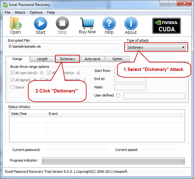 Dictionary Attack with Excel Password Rescuer