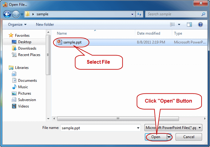 Select locked ppt file