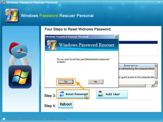 Reset any Windows user account password