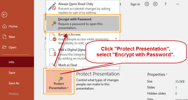 create a powerpoint password