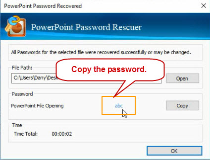 copy recovered password